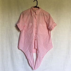 candy pink pinstripe button up